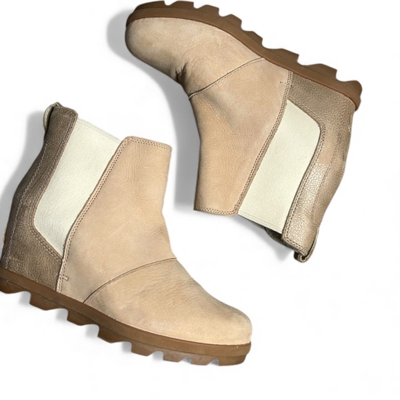 Sorel Joan of Arctic Nubuck Leather Wedge II Natural Tan Size 8.5 - Picture 3 of 7